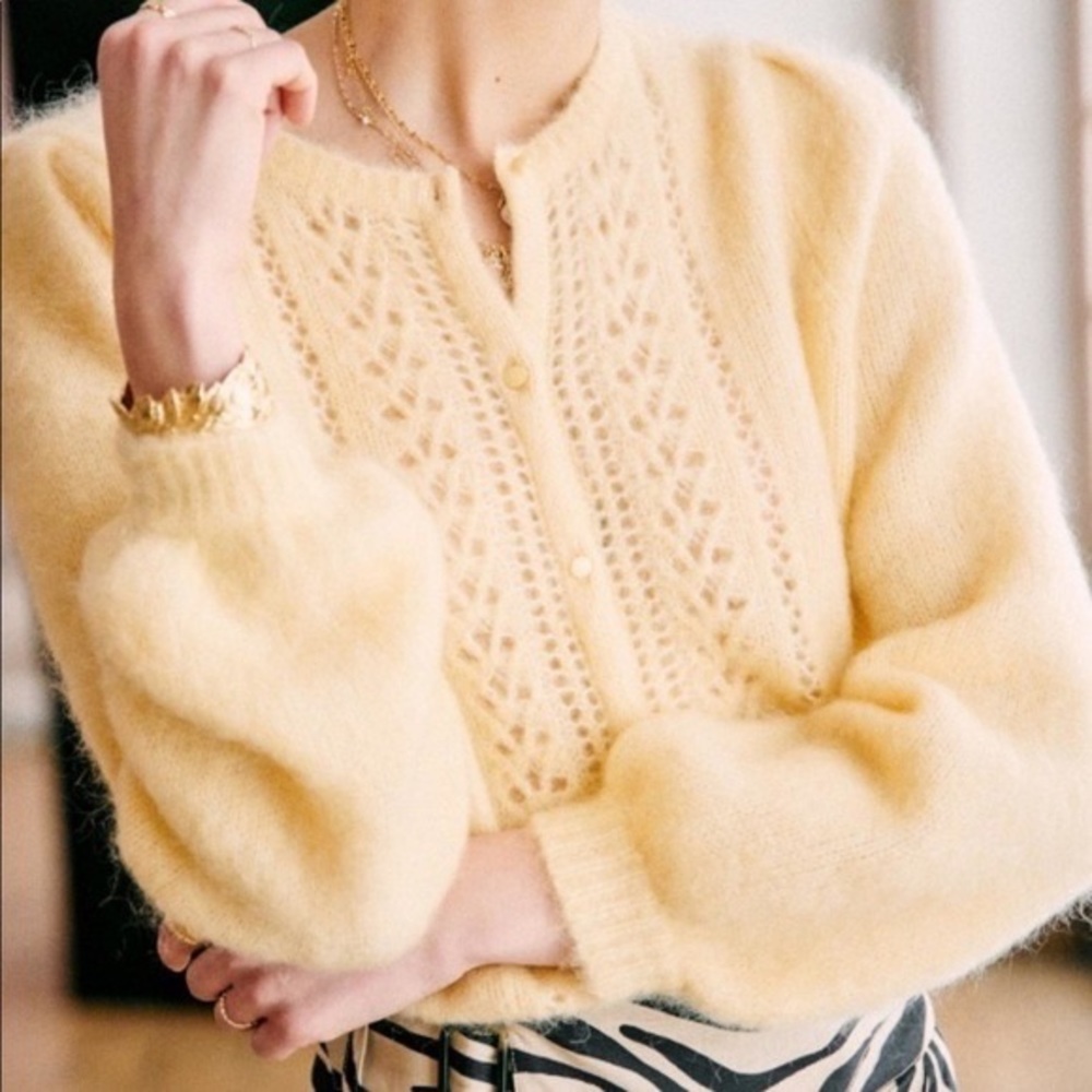 Sezane Yellow Mohair Sweater